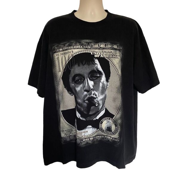 Vintage Ghetto Rules Scarface Tony Montana Al Pacino Tee Black Men’s Sz 2XL - Picture 1 of 9